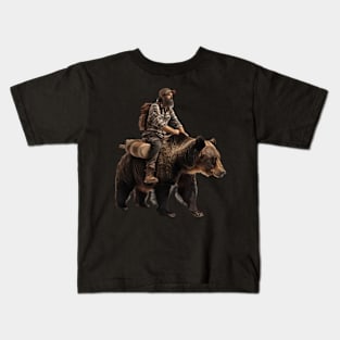 men and grizzly bear Kids T-Shirt